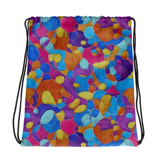 Neon Riverstones on a Drawstring Bag