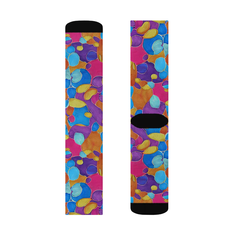 Neon Riverstones on Socks — Left Sock