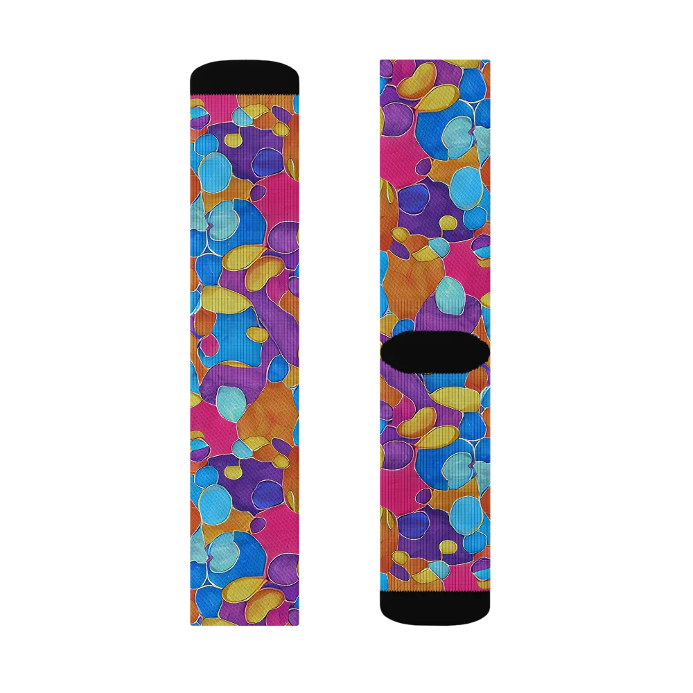 Neon Riverstones on Socks — Right Sock