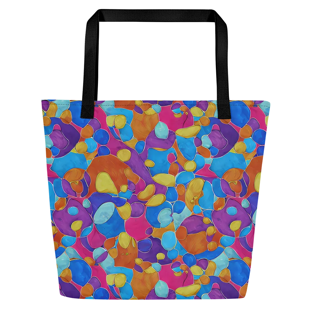 Neon Riverstones on Large Tote Bag W/ Pocket — Front