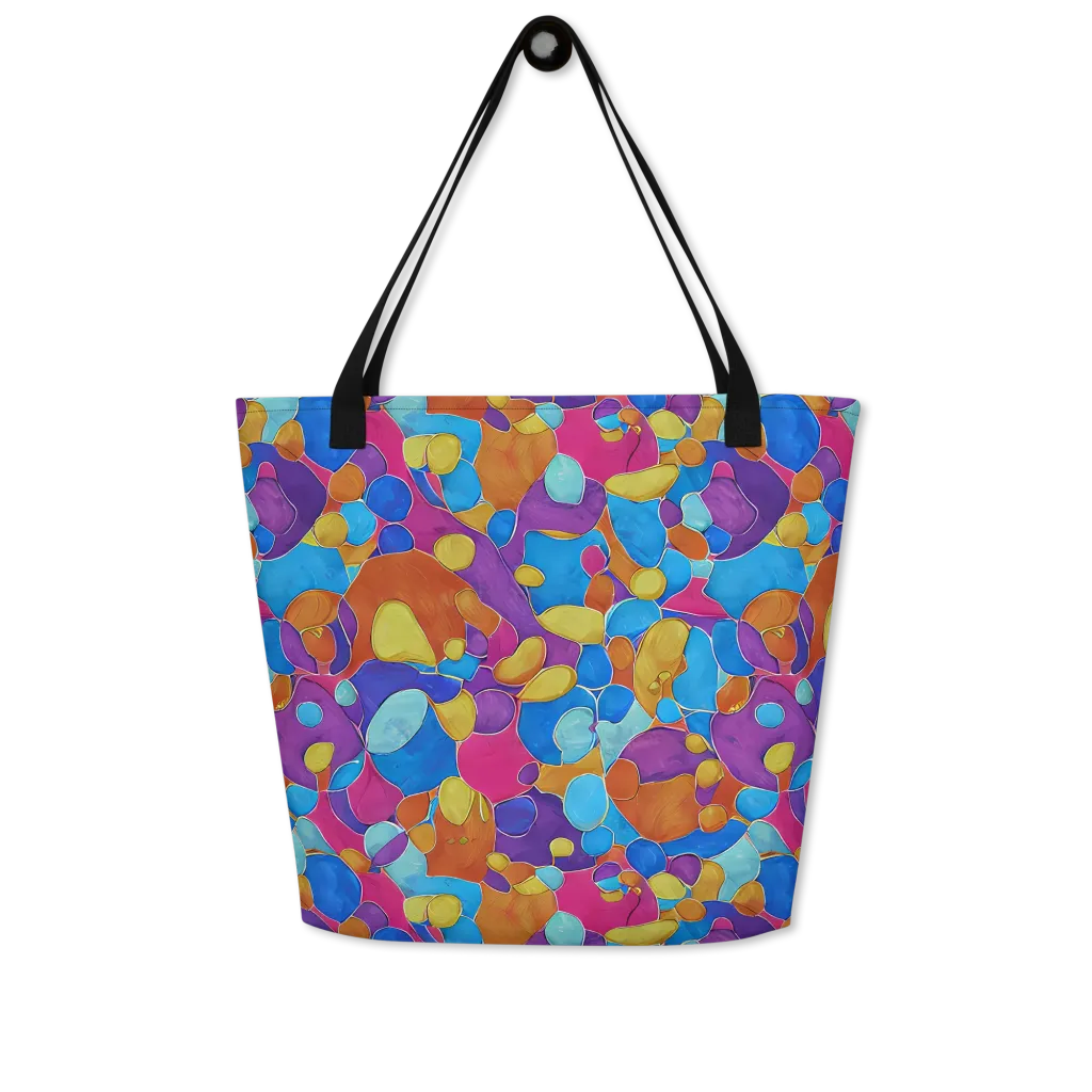 Neon Riverstones on Large Tote Bag W/ Pocket — Front