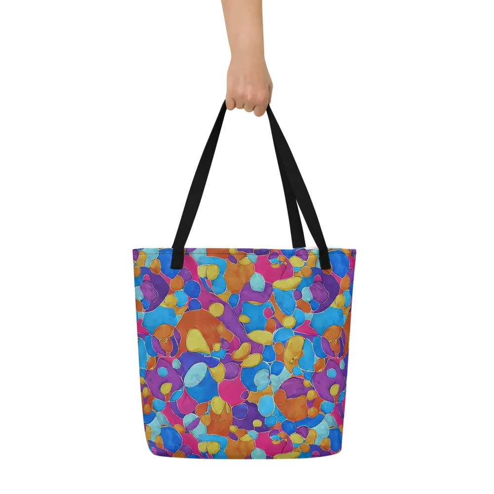 Neon Riverstones on Large Tote Bag W/ Pocket — Front
