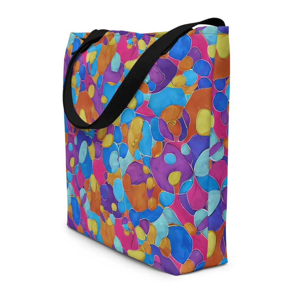 Neon Riverstones on Large Tote Bag W/ Pocket — Front