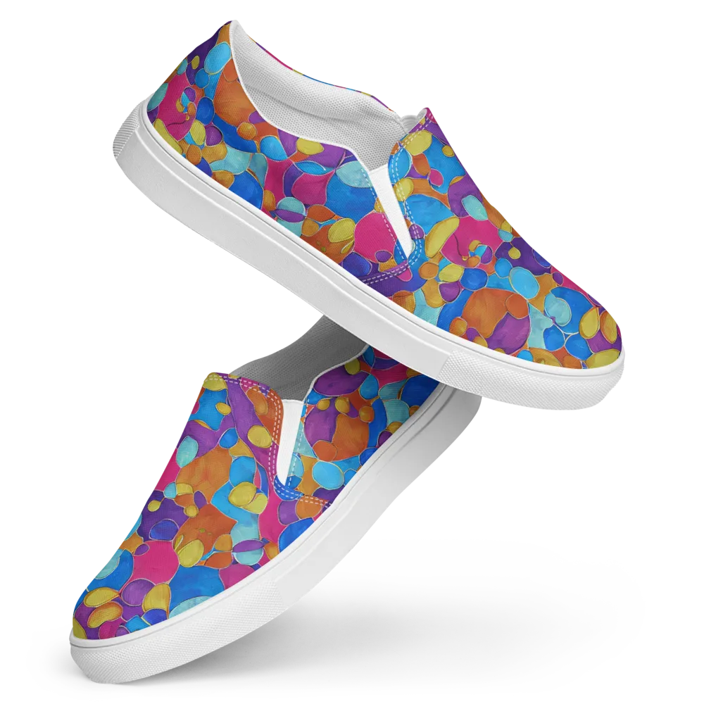 Neon Riverstones on Women's Slip-On Canvas Shoes — Front