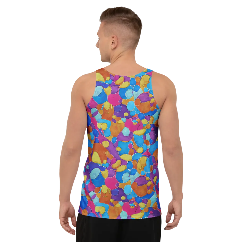 Neon Riverstones on Men's Tank Top — Back
