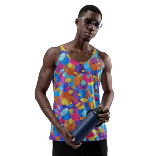 Neon Riverstones on a Men's Tank Top