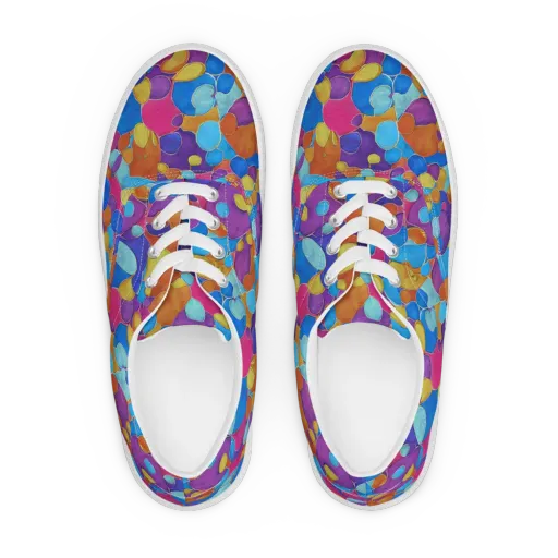 Neon Riverstones on a Men's Lace-Up Canvas Shoes