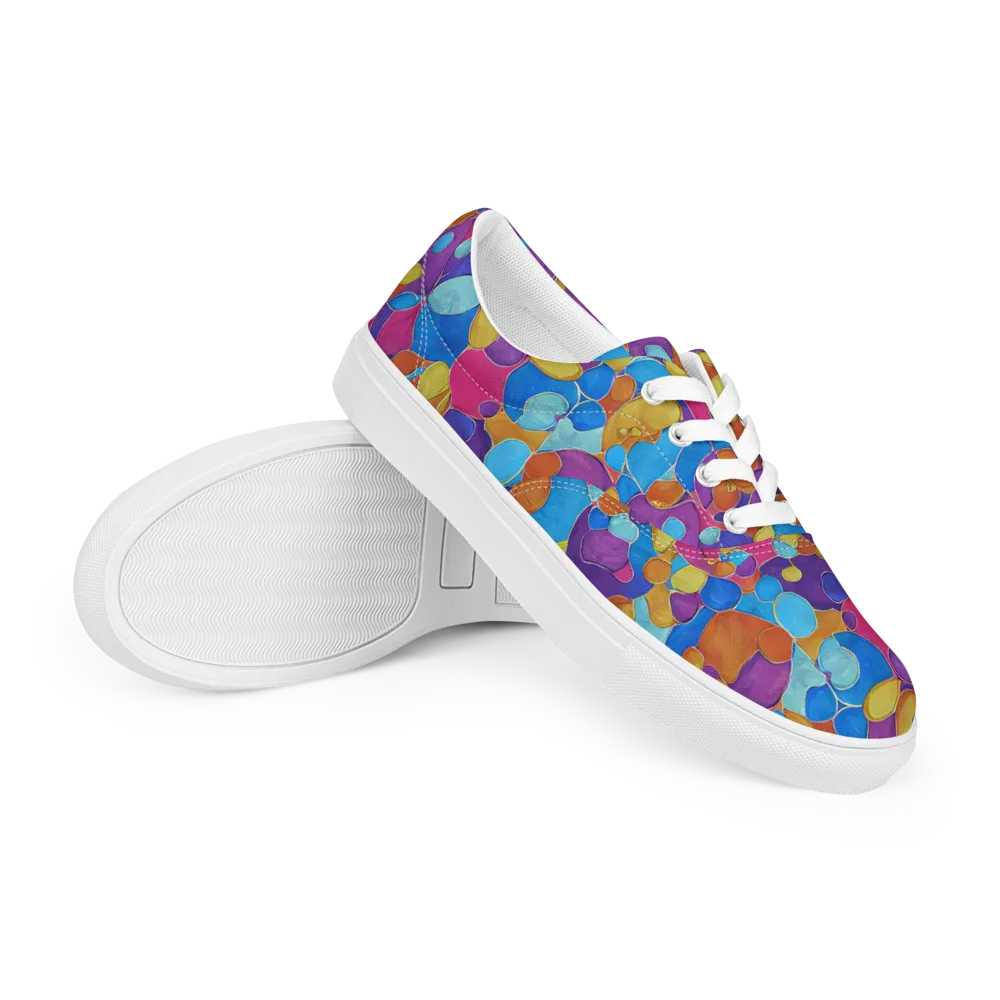 Neon Riverstones on Men's Lace-Up Canvas Shoes — Right Front