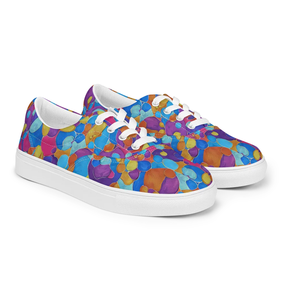 Neon Riverstones on Men's Lace-Up Canvas Shoes — Right Front