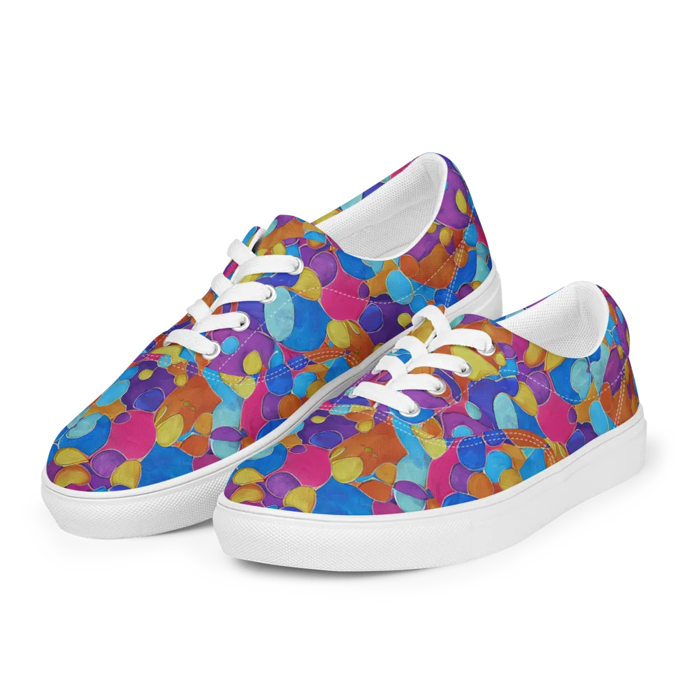 Neon Riverstones on Men's Lace-Up Canvas Shoes — Left Front