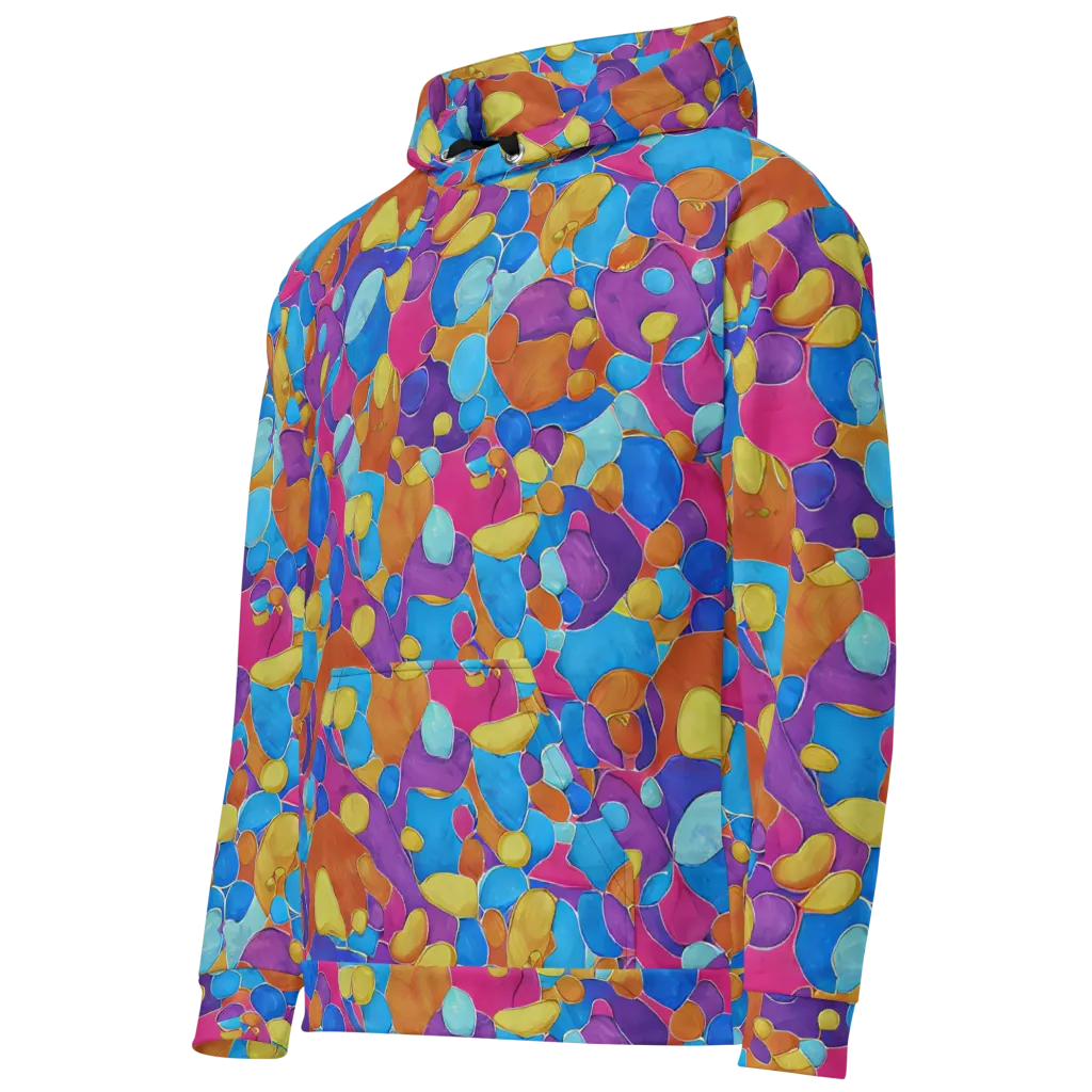 Neon Riverstones on Cotton Hoodie — Left Front