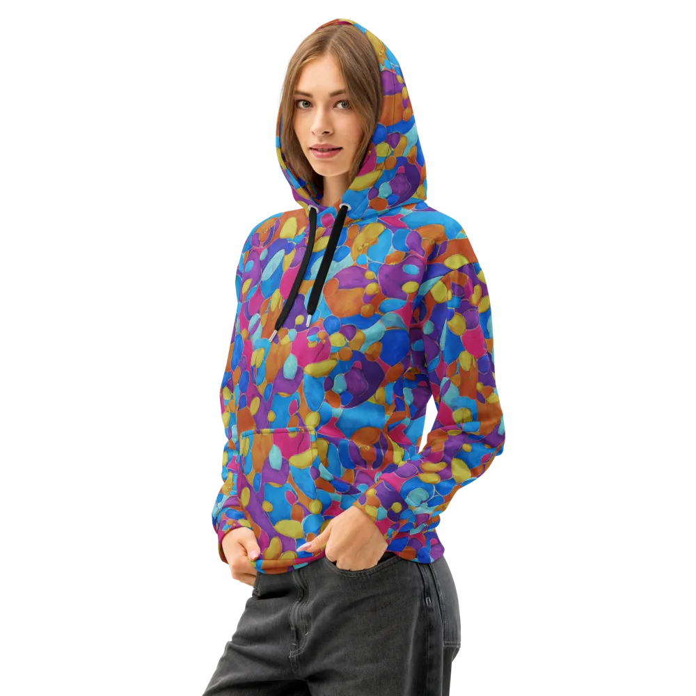 Neon Riverstones on Cotton Hoodie — Left Front
