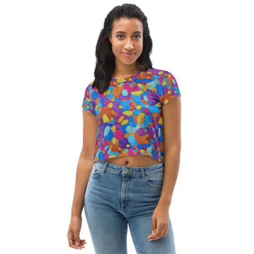 Neon Riverstones on a Crop Tee