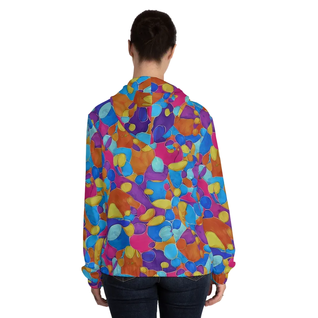 Neon Riverstones on Women's Full-Zip Hoodie — Back On Person