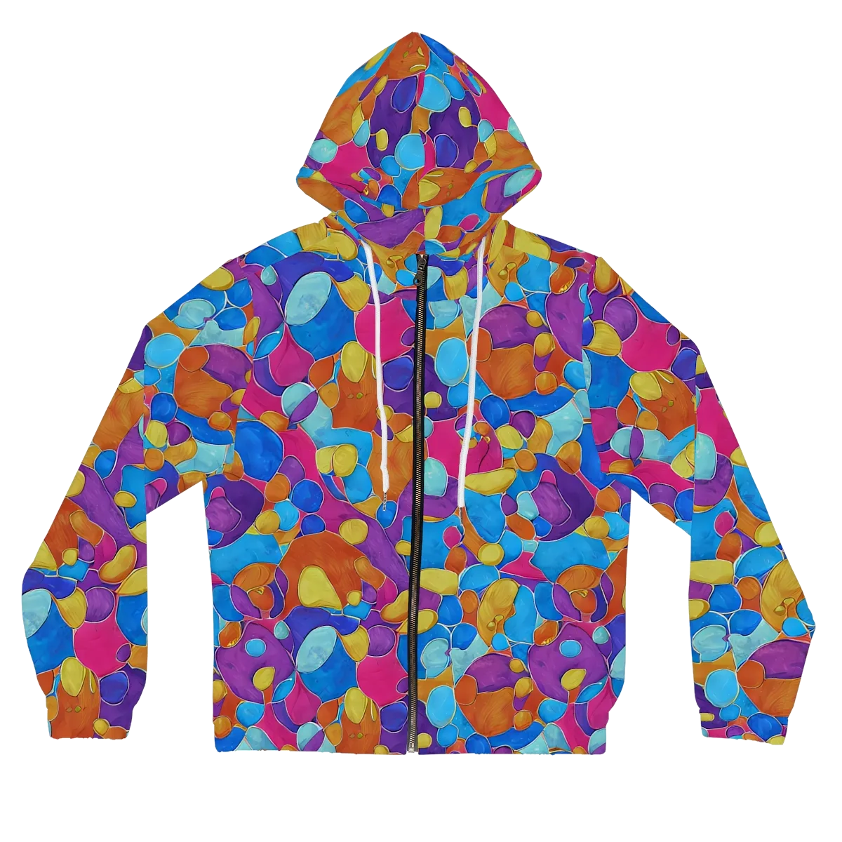 Neon Riverstones on Women's Full-Zip Hoodie — Front