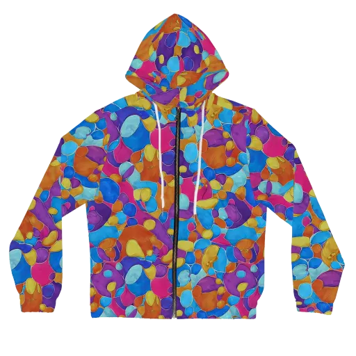 Neon Riverstones on a Women's Full-Zip Hoodie