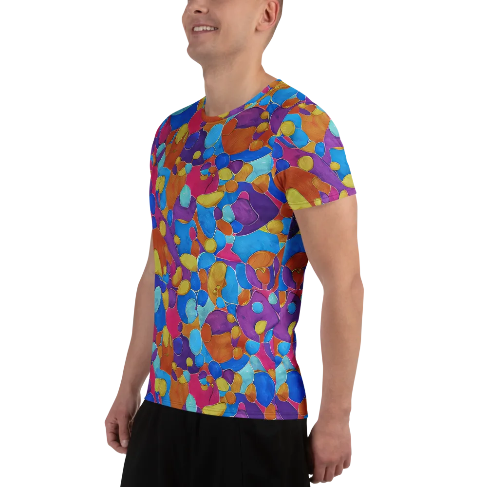 Neon Riverstones on Men's Athletic T-Shirt — Left