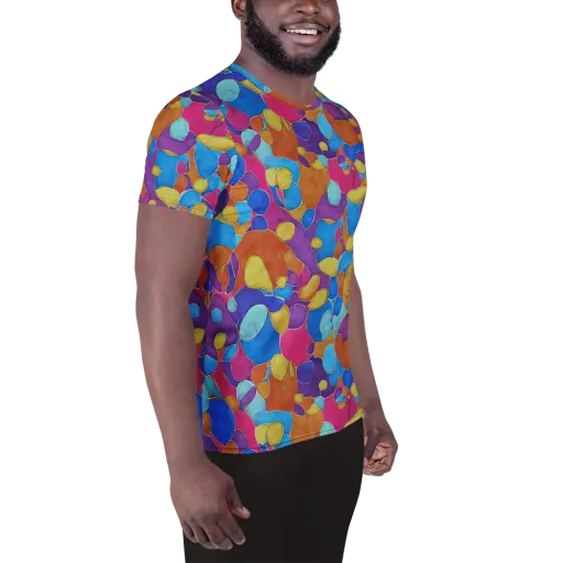 Neon Riverstones on a Men's Athletic T-Shirt