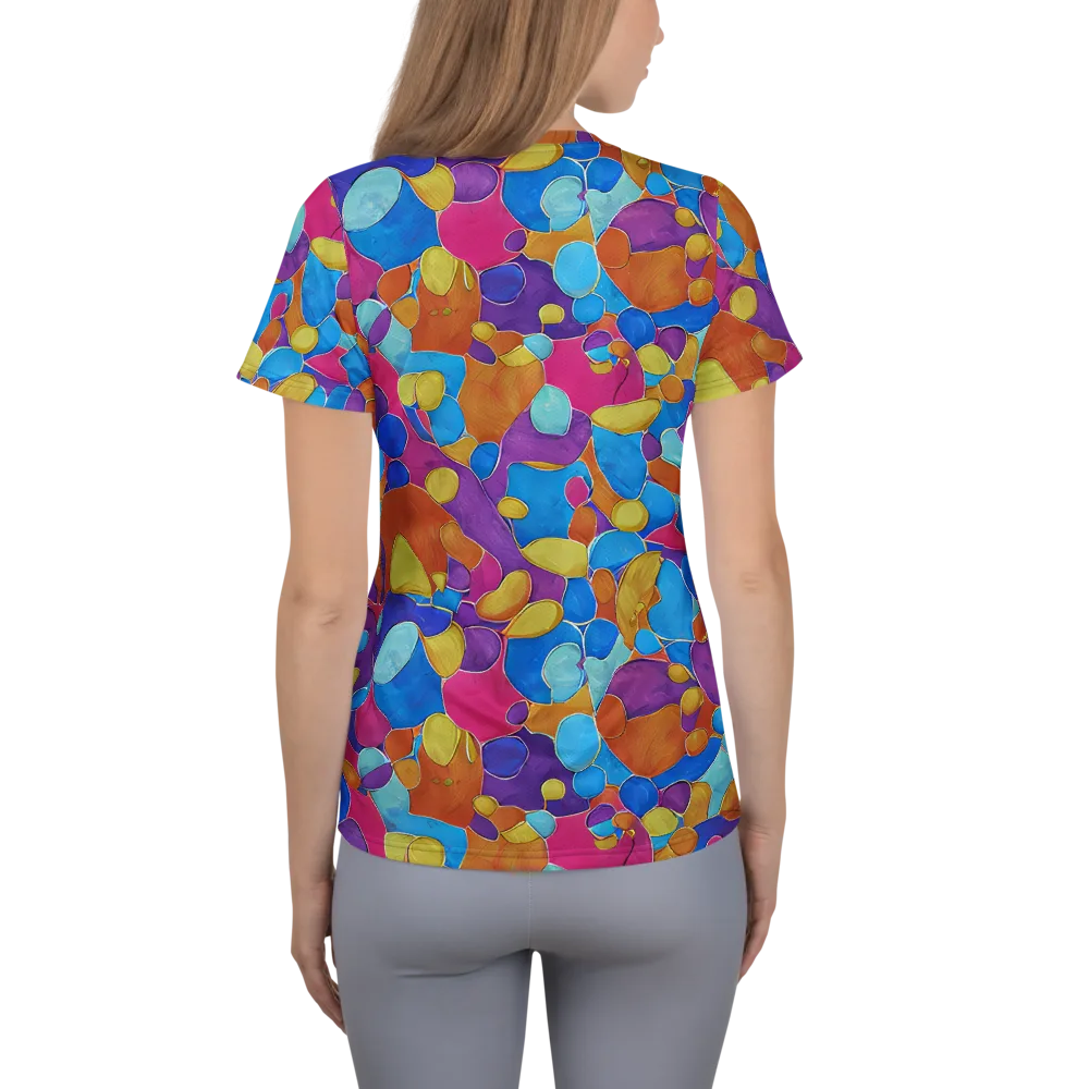 Neon Riverstones on Women's Athletic T-Shirt — Back