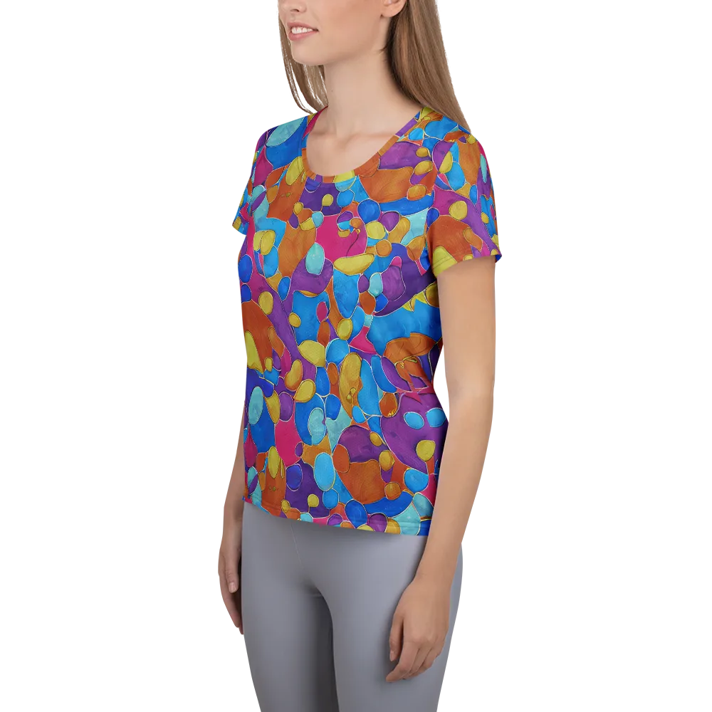 Neon Riverstones on Women's Athletic T-Shirt — Left