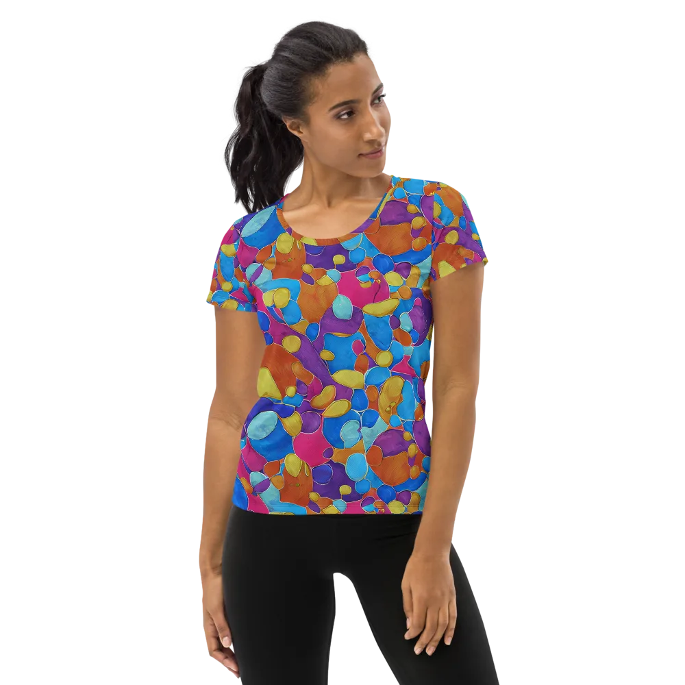 Neon Riverstones on Women's Athletic T-Shirt — Front