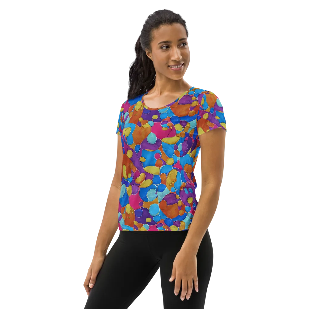 Neon Riverstones on Women's Athletic T-Shirt — Left