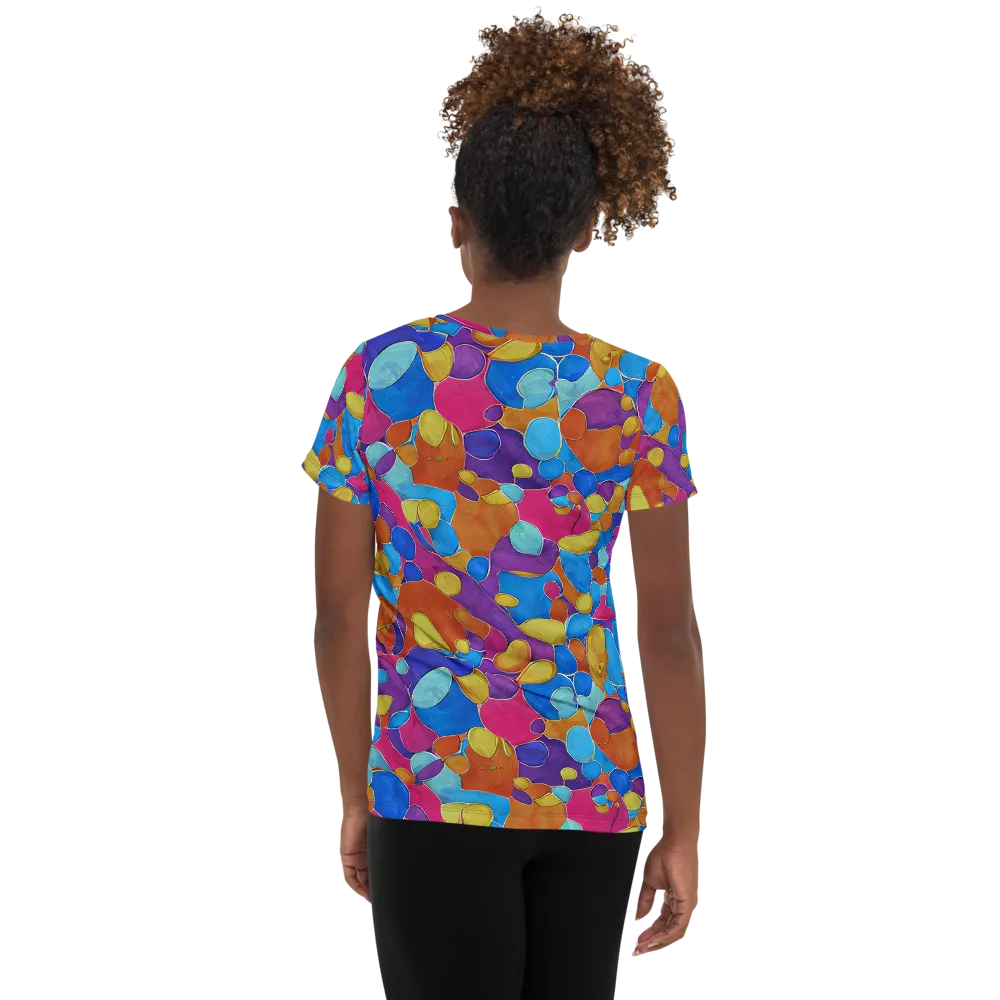 Neon Riverstones on Women's Athletic T-Shirt — Back