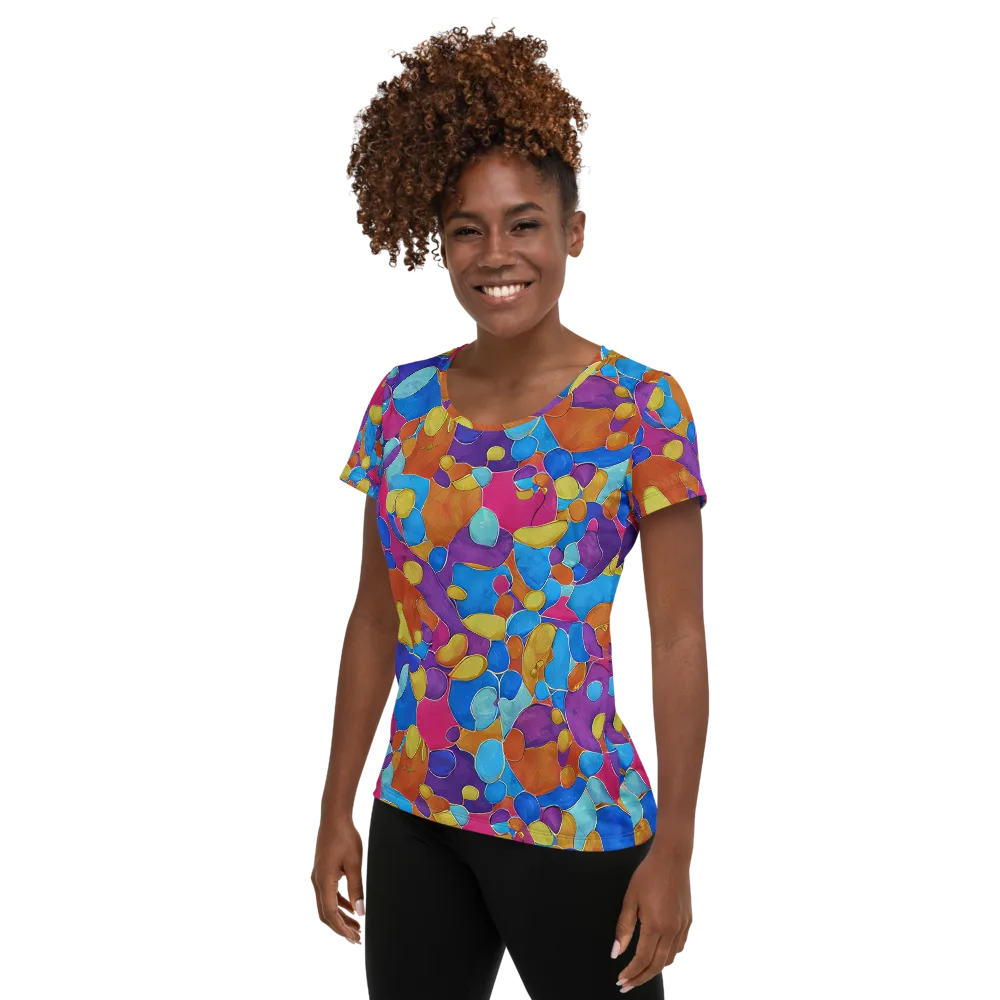 Neon Riverstones on Women's Athletic T-Shirt — Left
