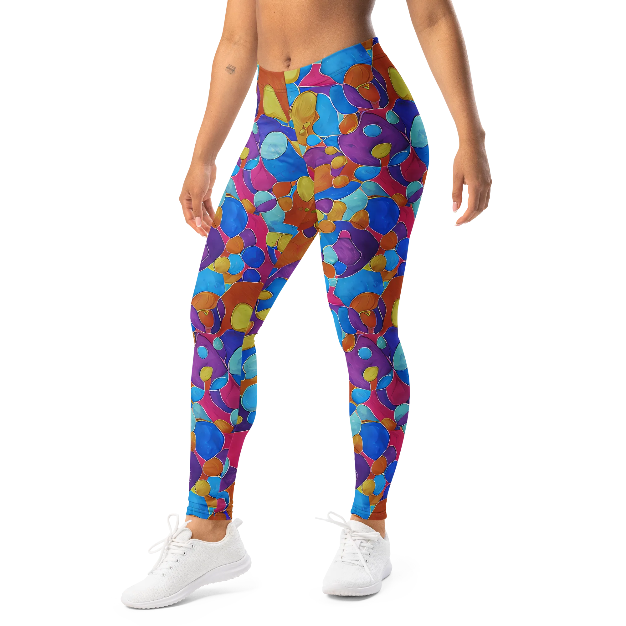 Neon Riverstones on Leggings — Left Front