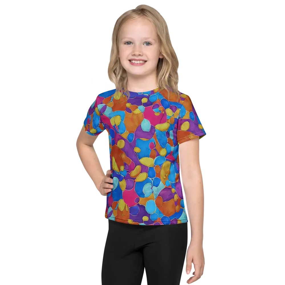 Neon Riverstones on Kids Crew Neck T-Shirt — Front