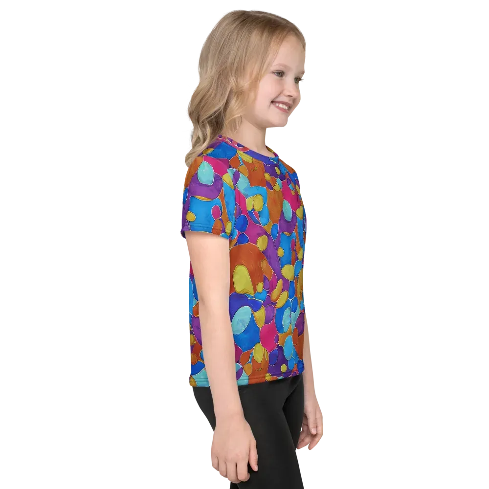 Neon Riverstones on Kids Crew Neck T-Shirt — Right
