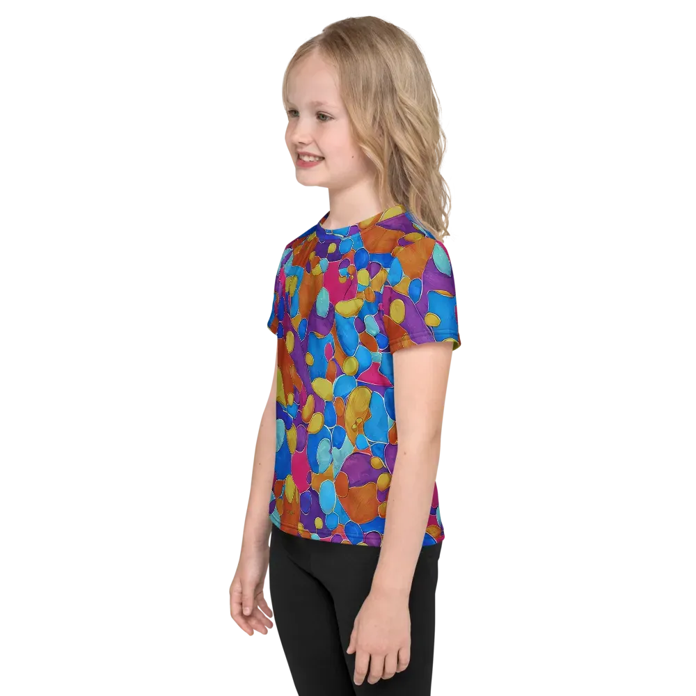 Neon Riverstones on Kids Crew Neck T-Shirt — Left