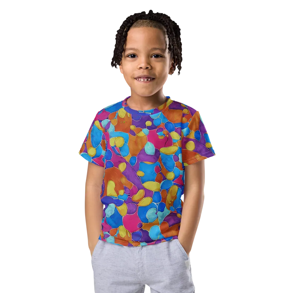 Neon Riverstones on Kids Crew Neck T-Shirt — Front