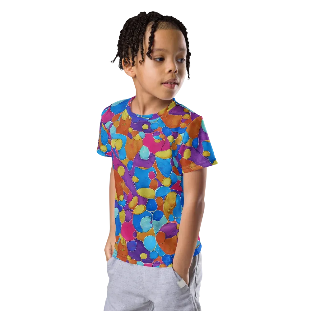 Neon Riverstones on Kids Crew Neck T-Shirt — Left Front