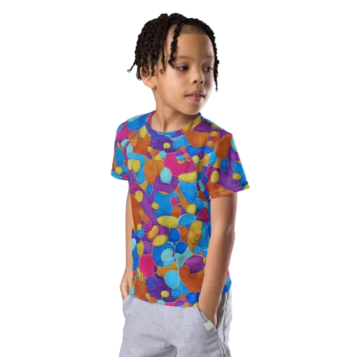 Neon Riverstones on a Kids Crew Neck T-Shirt