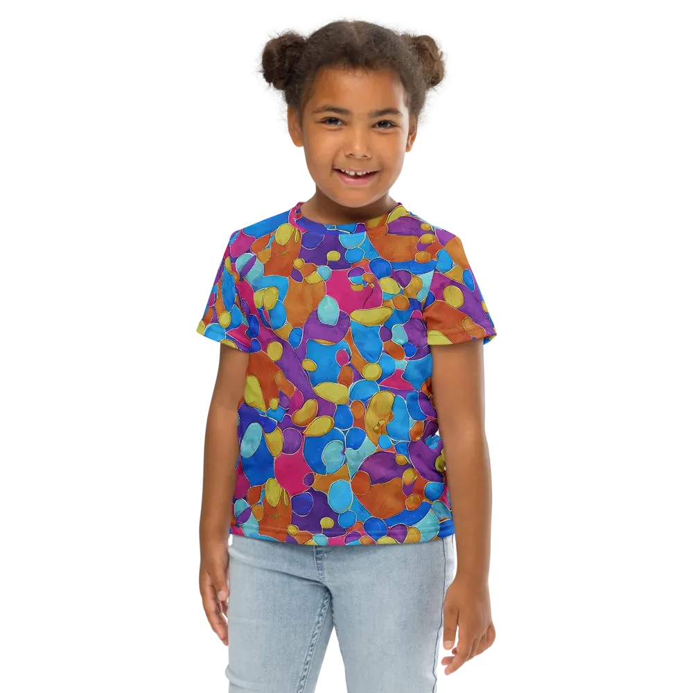 Neon Riverstones on Kids Crew Neck T-Shirt — Front