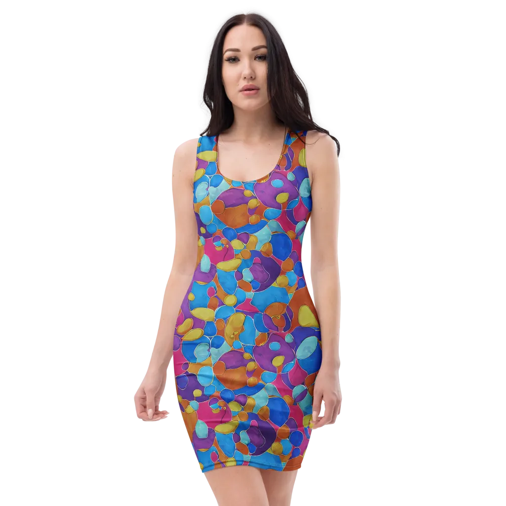 Neon Riverstones on Bodycon Dress — Front