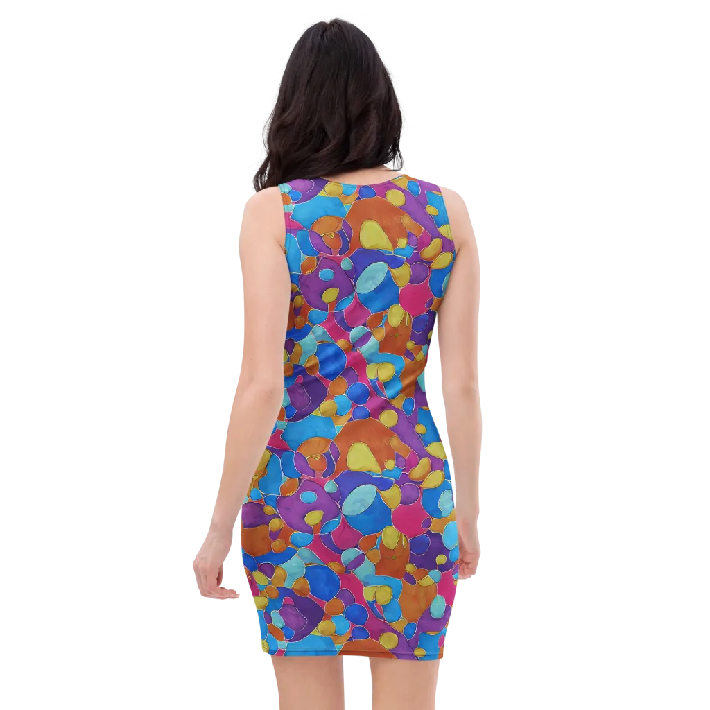 Neon Riverstones on Bodycon Dress — Back