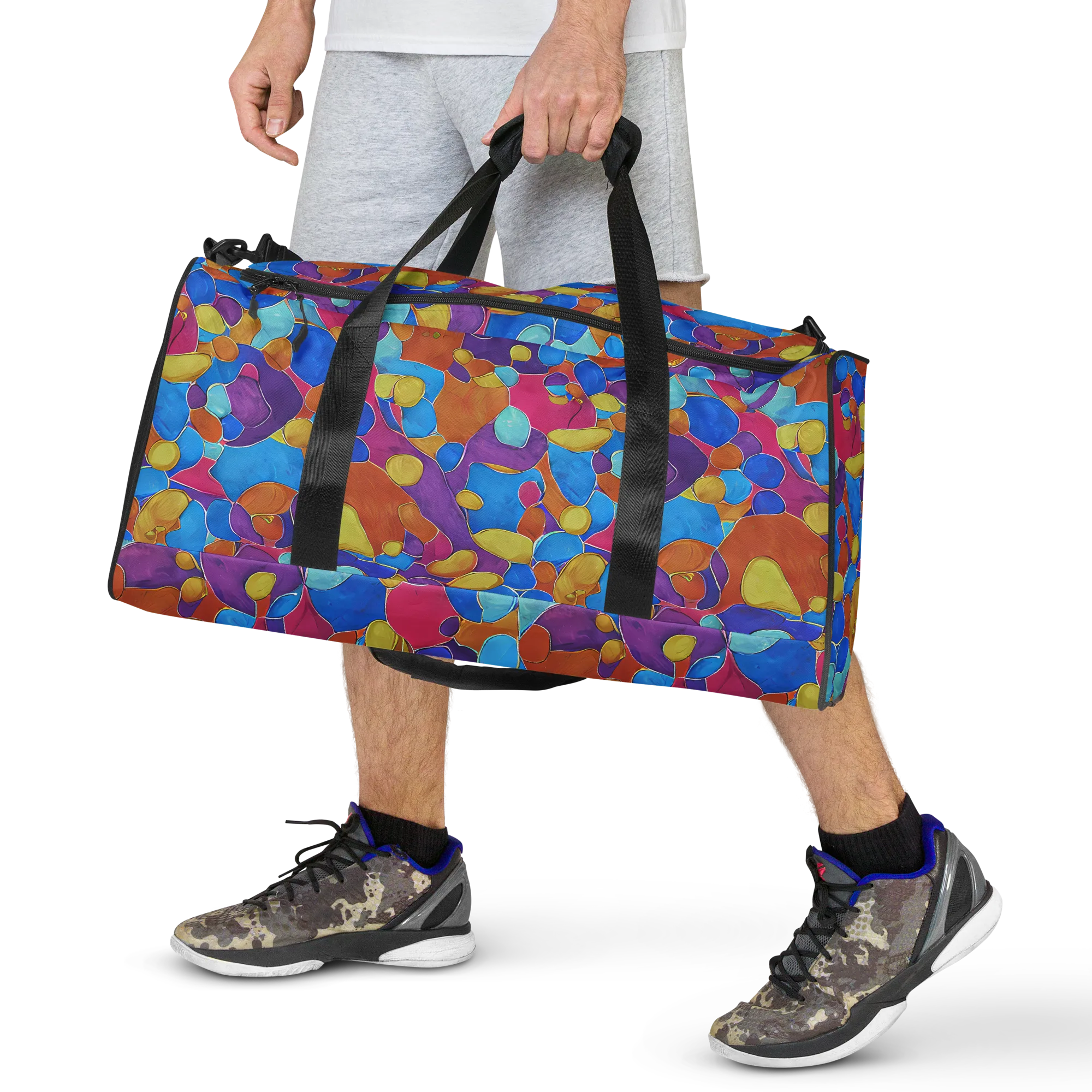 Neon Riverstones on Duffle Bag — Front