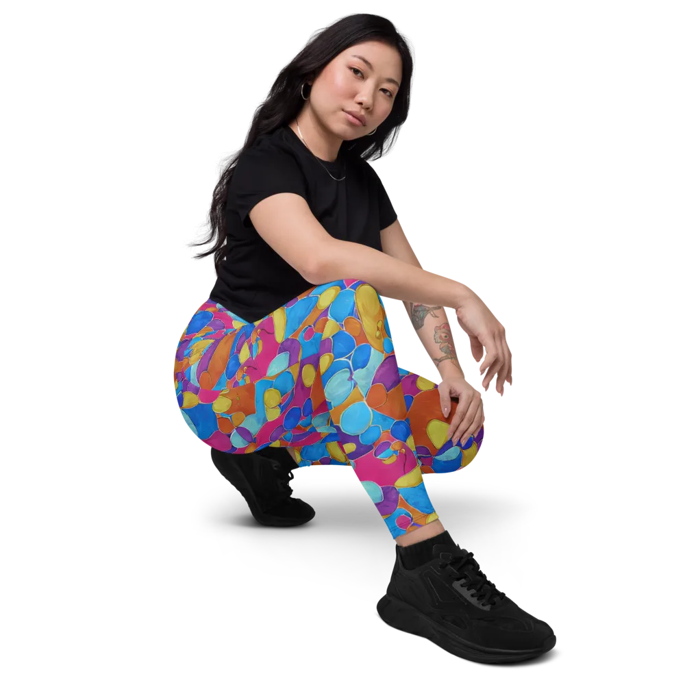 Neon Riverstones on Leggings with Pockets — Right Front