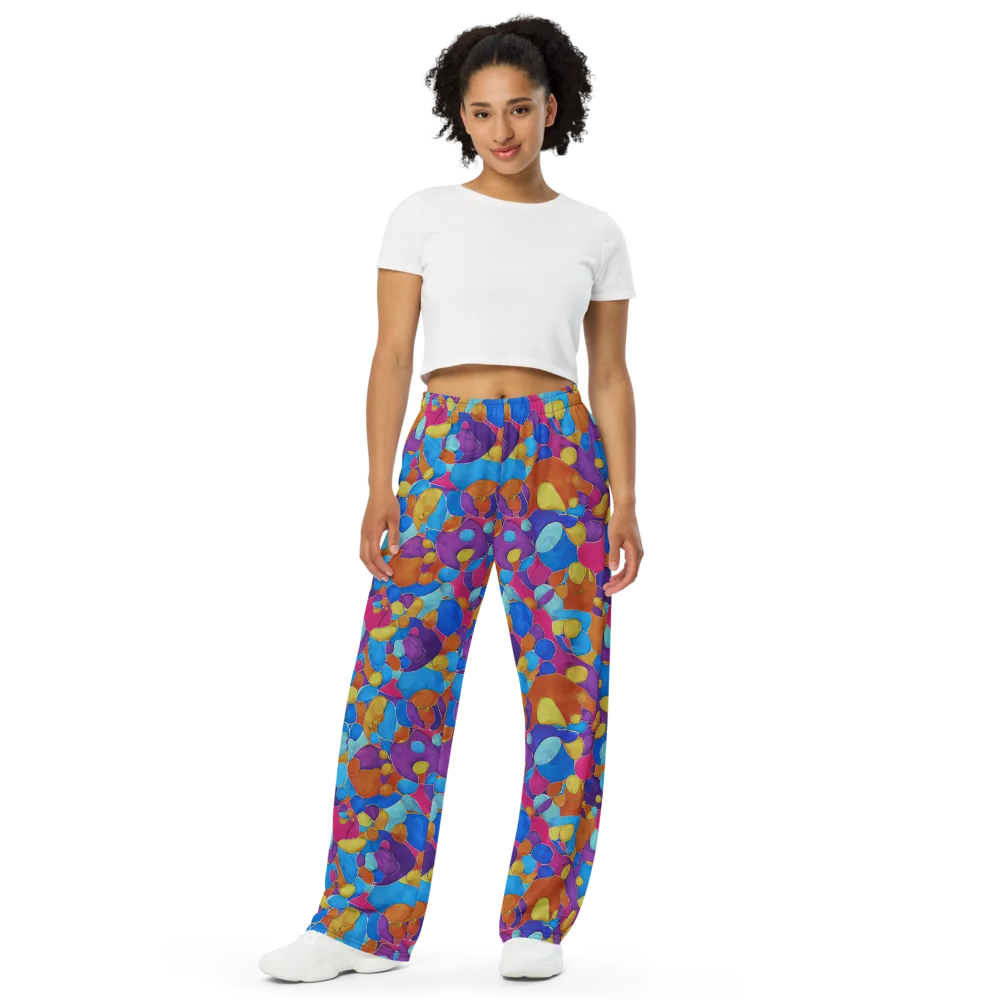 Neon Riverstones on Wide-Leg Pants — Front