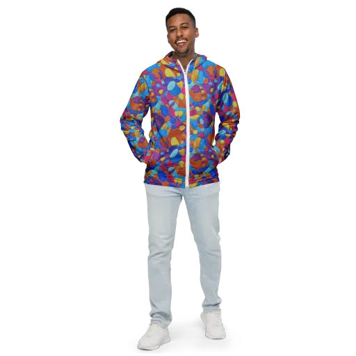 Neon Riverstones on a Men's Windbreaker