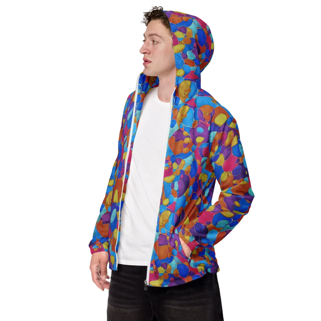 Neon Riverstones on Men's Windbreaker — Left Front