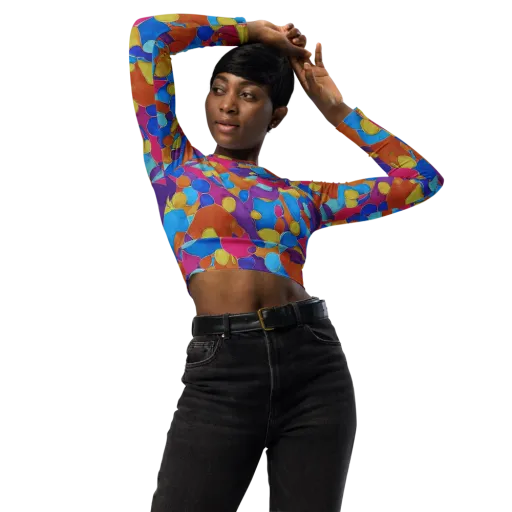 Neon Riverstones on a Long Sleeve Crop Top