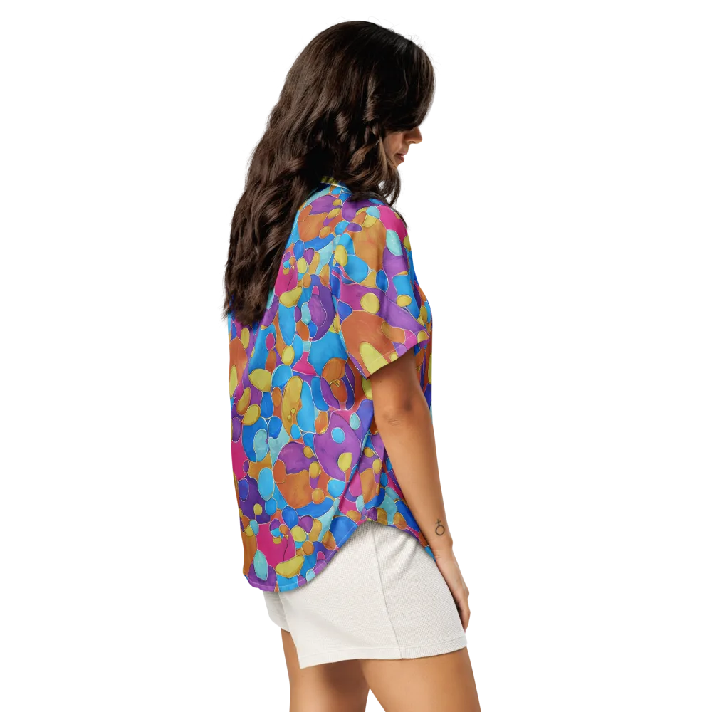 Neon Riverstones on Women's Short Sleeve Pajama Top — Right Back
