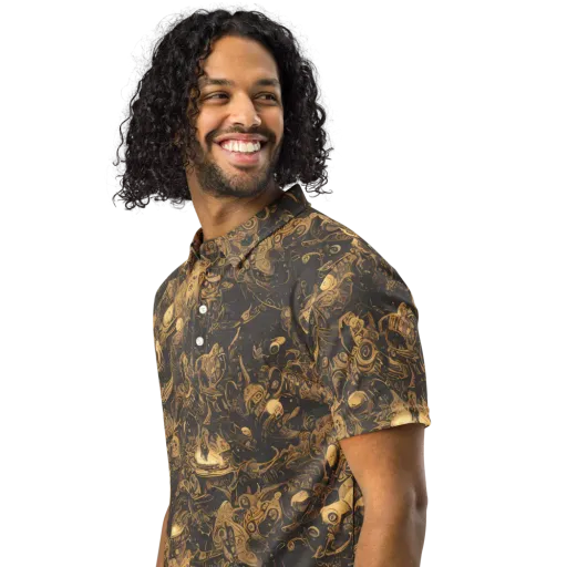 Amber Apparitions on a Men's Slim Fit Polo Shirt