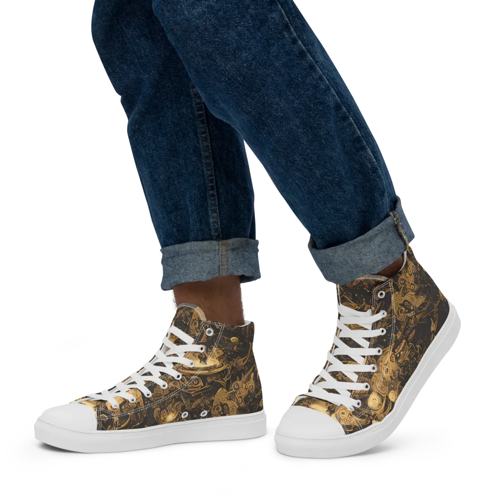 Amber Apparitions on Men's High Top Canvas Shoes — Left