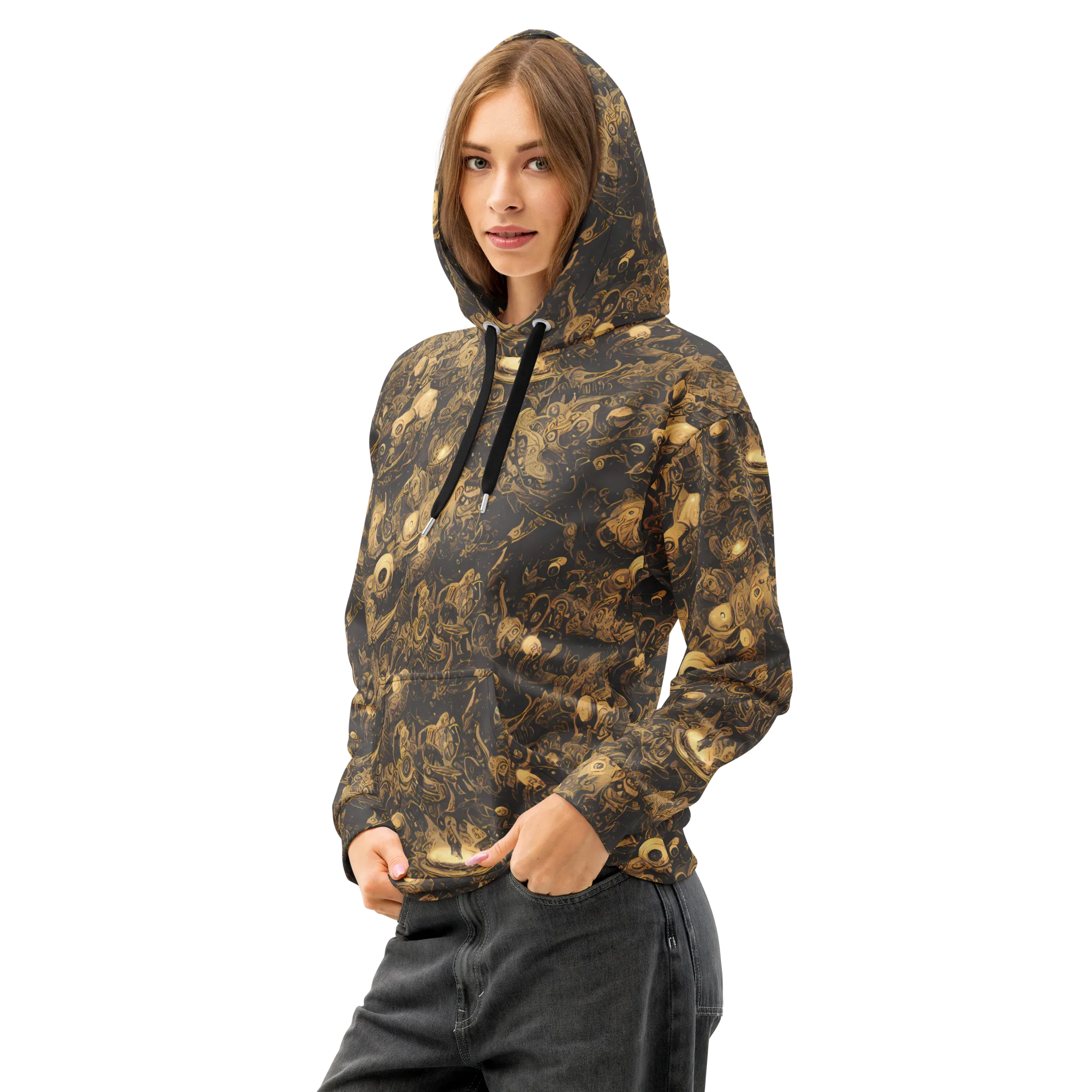 Amber Apparitions on Cotton Hoodie — Left Front