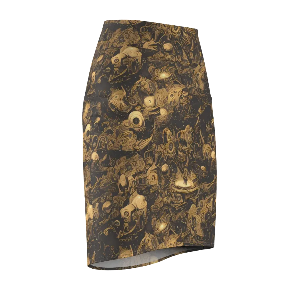 Amber Apparitions on Pencil Skirt — Front Side