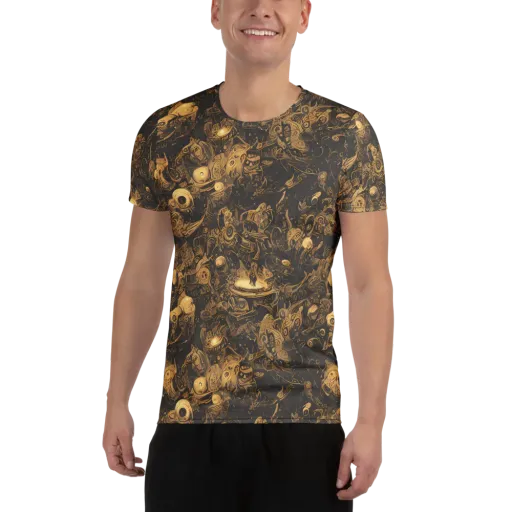 Amber Apparitions on a Men's Athletic T-Shirt